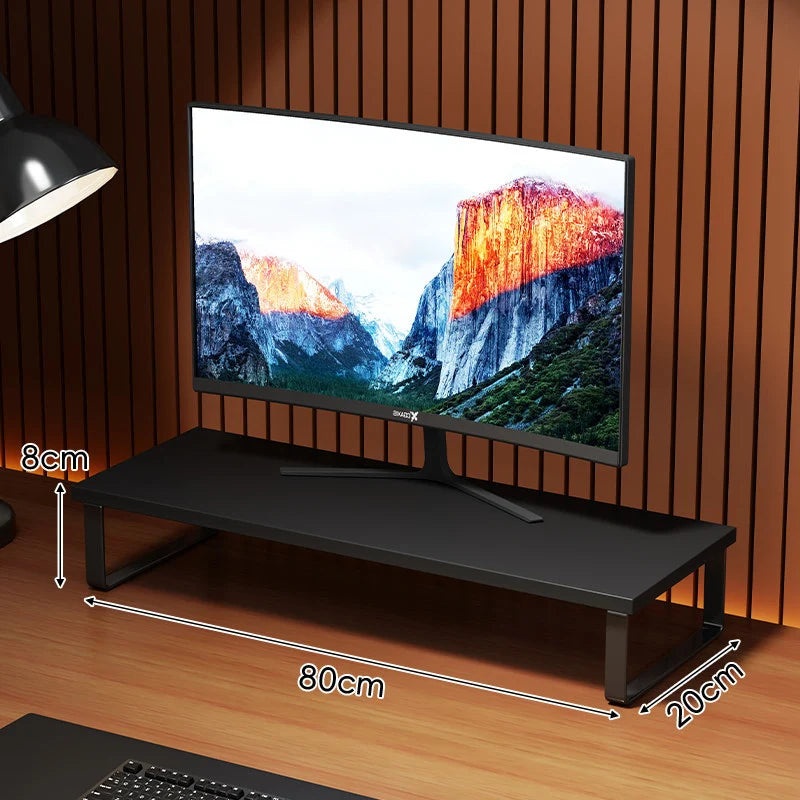 Monitor Stand Wood-Look Top Under-Shelf Storage Non-Slip Pads