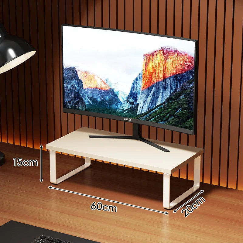 Monitor Stand Wood-Look Top Under-Shelf Storage Non-Slip Pads