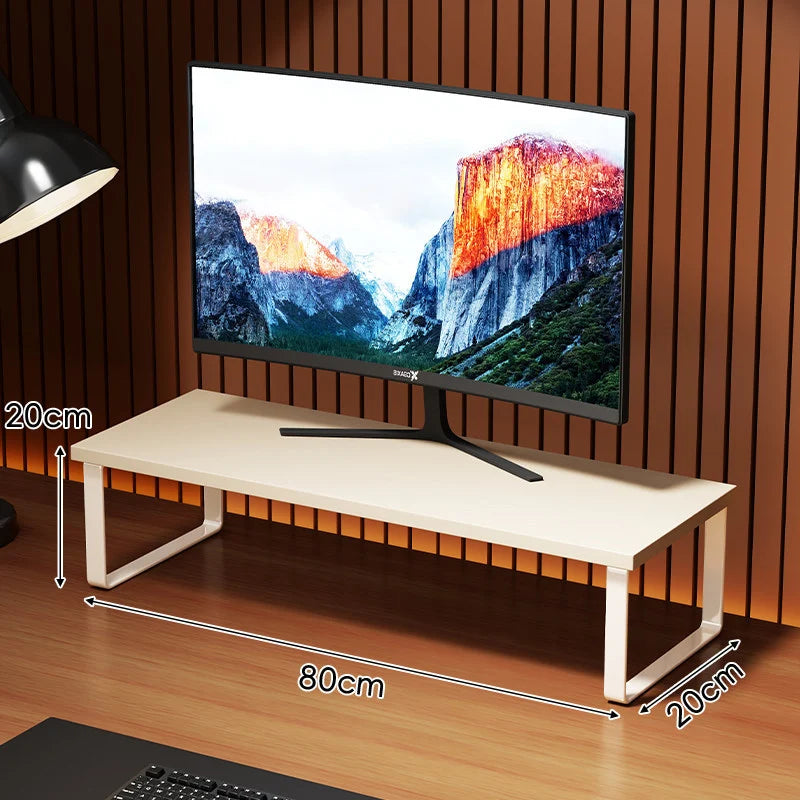 Monitor Stand Wood-Look Top Under-Shelf Storage Non-Slip Pads