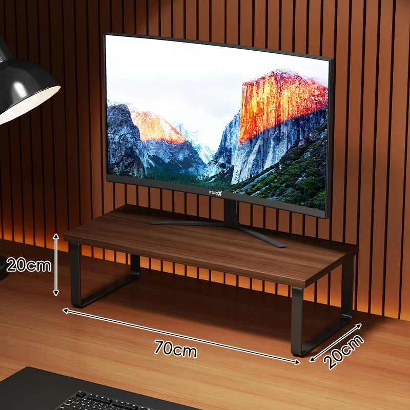 Monitor Stand Wood-Look Top Under-Shelf Storage Non-Slip Pads