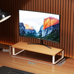 Monitor Stand Wood-Look Top Under-Shelf Storage Non-Slip Pads