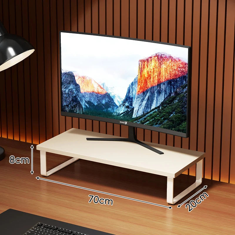Monitor Stand Wood-Look Top Under-Shelf Storage Non-Slip Pads