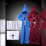 Monk Costume Hooded Floor-Length Robe with Rope Belt