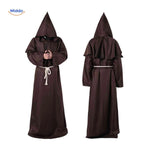 Monk Costume Robe Hooded Cotton Blend With Rope Belt