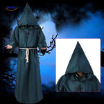 Monk Costume Robe Hooded Cotton Blend With Rope Belt
