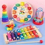 Montessori Toy Set Natural Wood 5 Learning Modules