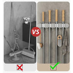 Mop and Broom Holder Wall-Mounted with Hooks
