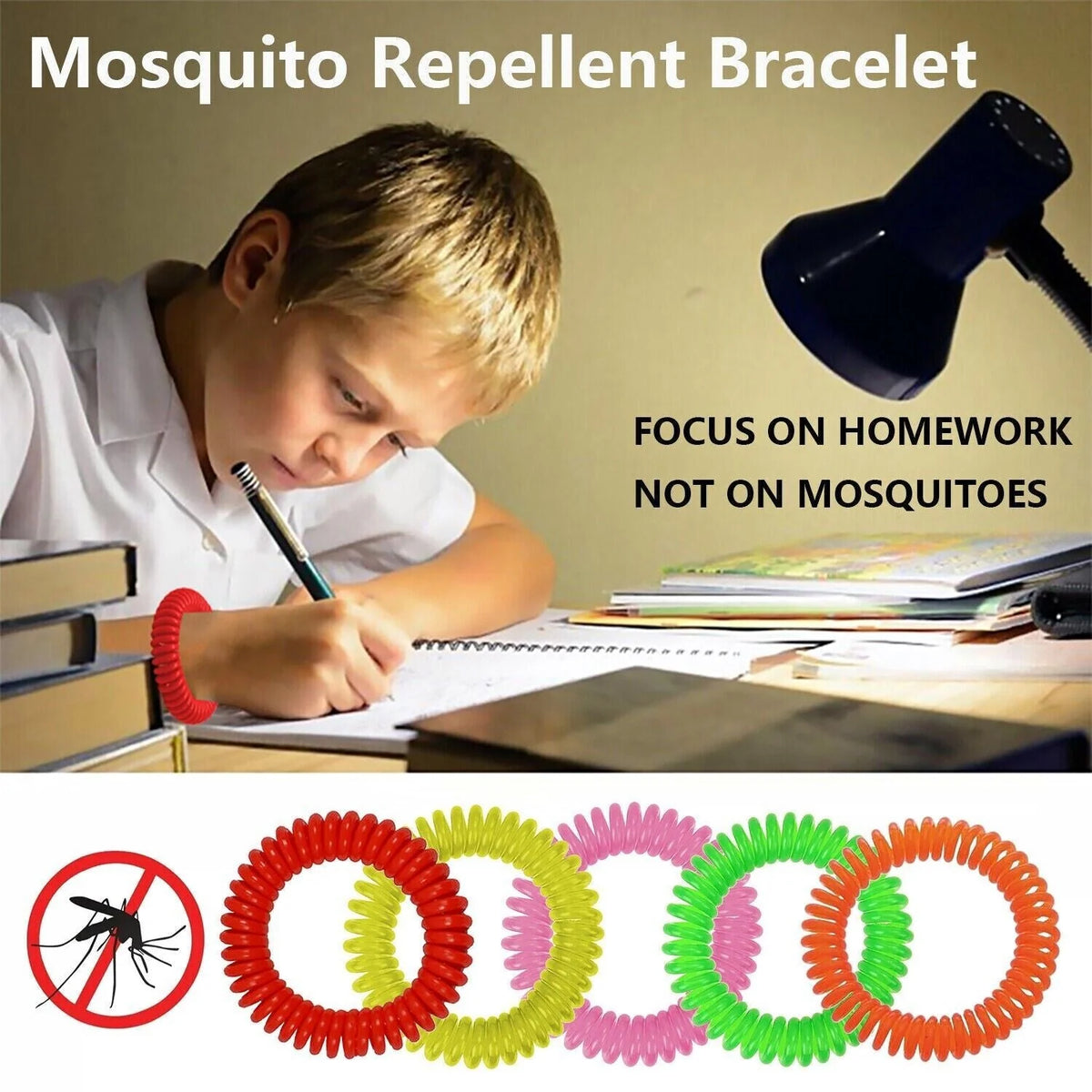 Mosquito Repellent Bracelets DEET-Free Waterproof Set of 24
