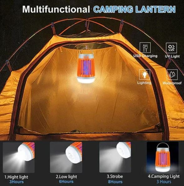 Mosquito Zapper Lamp Solar & USB Rechargeable Portable
