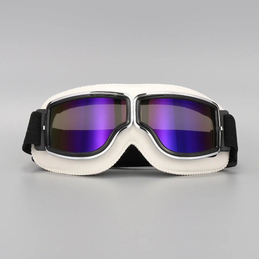 Motorcycle Goggles Vintage Style Scratch & Impact-Resistant Lenses Fits Over Glasses