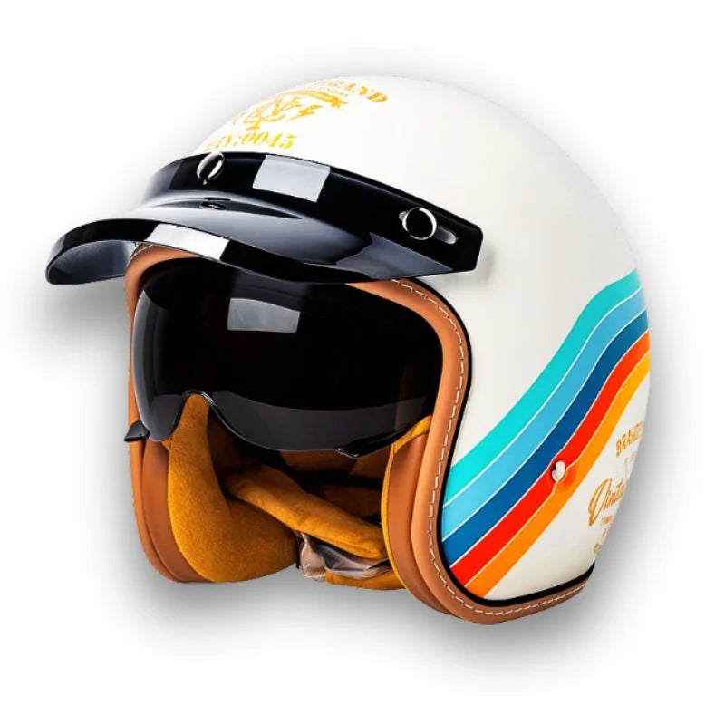 Motorcycle Helmet Retro Brim DOT & ECE Certified Dual Visors