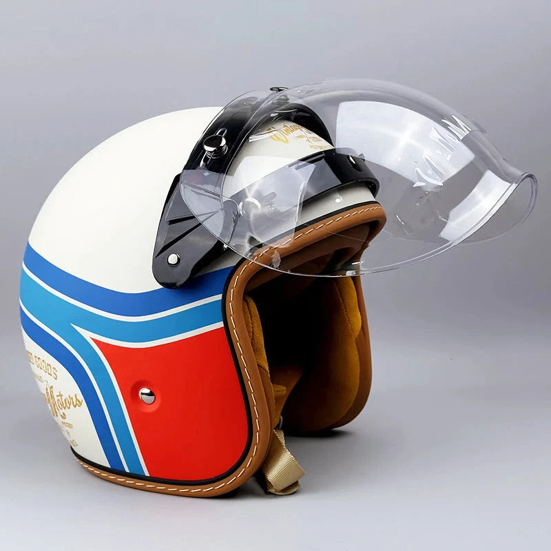 Motorcycle Helmet Retro Brim DOT & ECE Certified Dual Visors