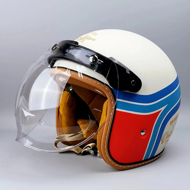Motorcycle Helmet Retro Brim DOT & ECE Certified Dual Visors
