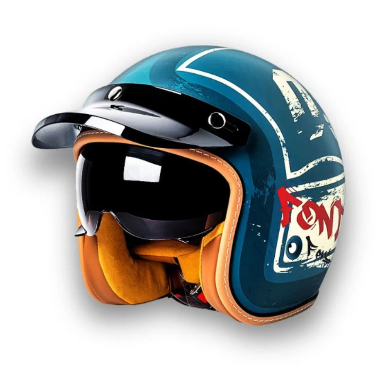 Motorcycle Helmet Retro Brim DOT & ECE Certified Dual Visors