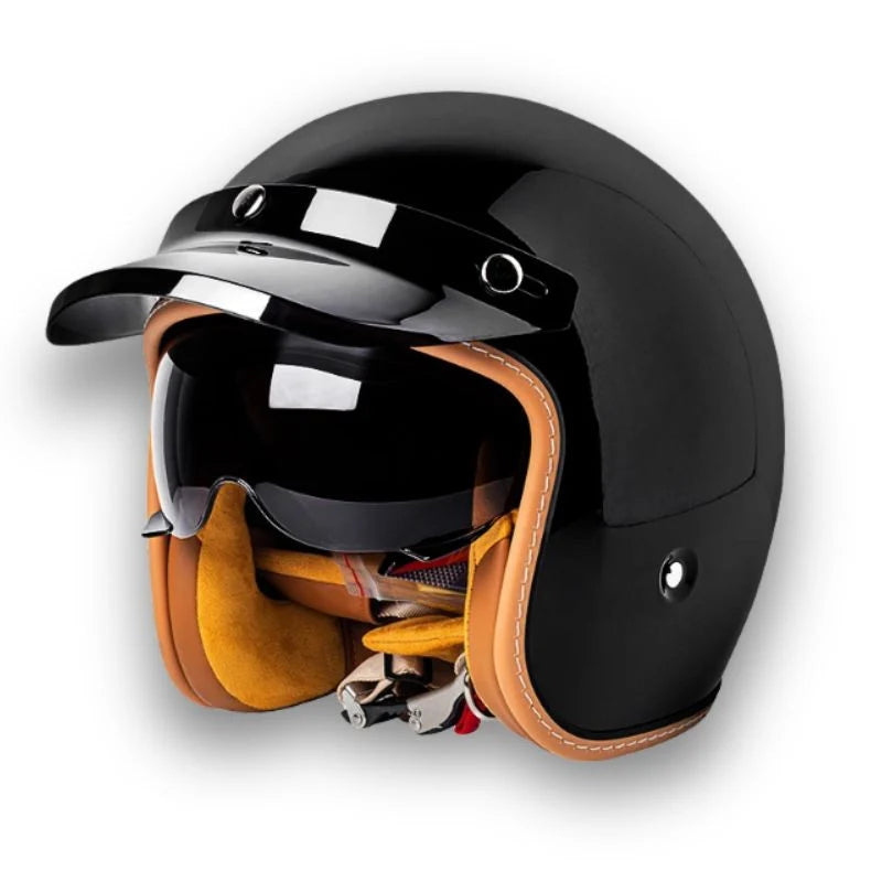 Motorcycle Helmet Retro Brim DOT & ECE Certified Dual Visors