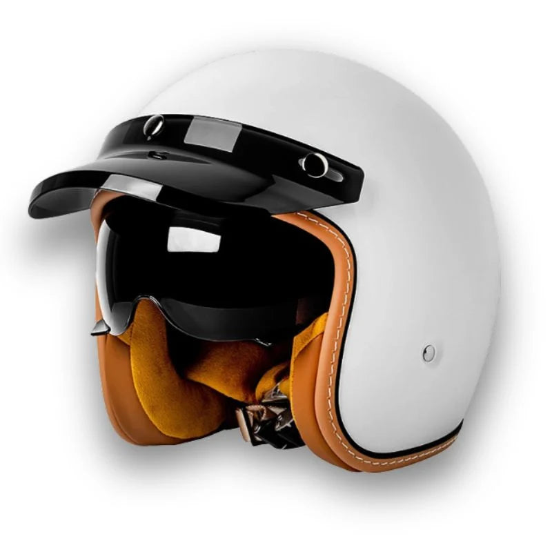 Motorcycle Helmet Retro Brim DOT & ECE Certified Dual Visors