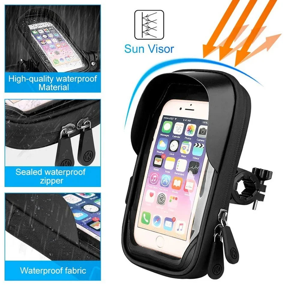 Motorcycle Phone Holder Waterproof Universal Handlebar Mount