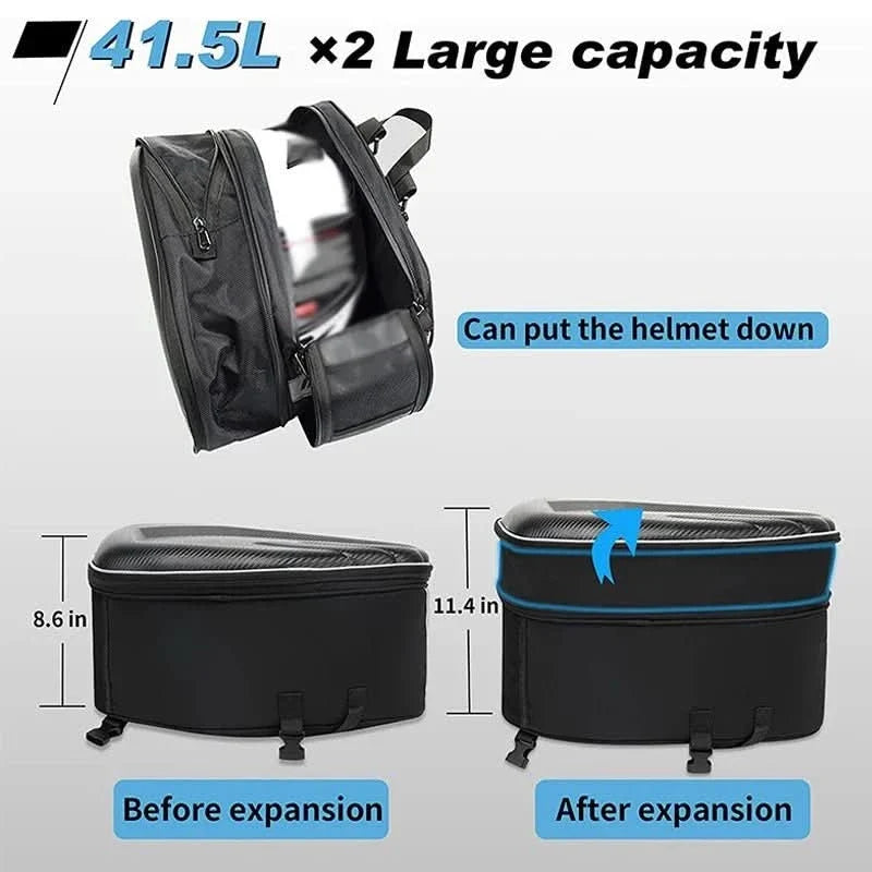 Motorcycle Saddlebags Waterproof 15.3 Gal With Rain Covers