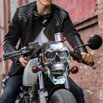 Motorcycle Skull Lamp LED Eyes Chrome-Plated Metal Universal Fit