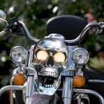 Motorcycle Skull Lamp LED Eyes Chrome-Plated Metal Universal Fit