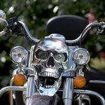 Motorcycle Skull Lamp LED Eyes Chrome-Plated Metal Universal Fit