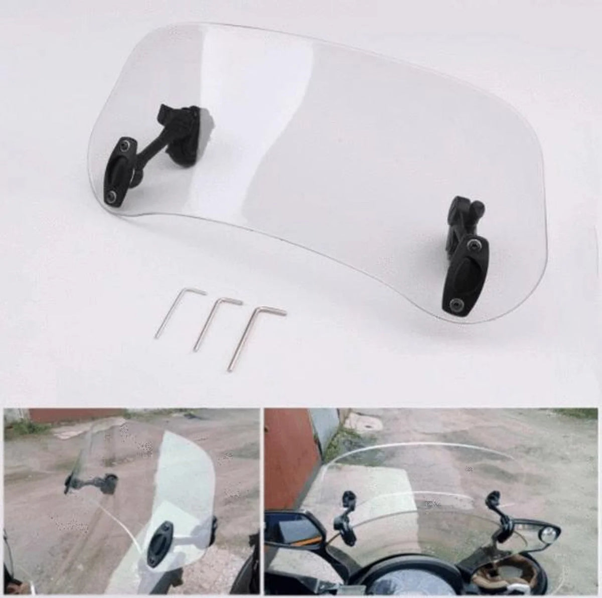 Motorcycle Windshield Extension Adjustable Double Hinge Universal Fit