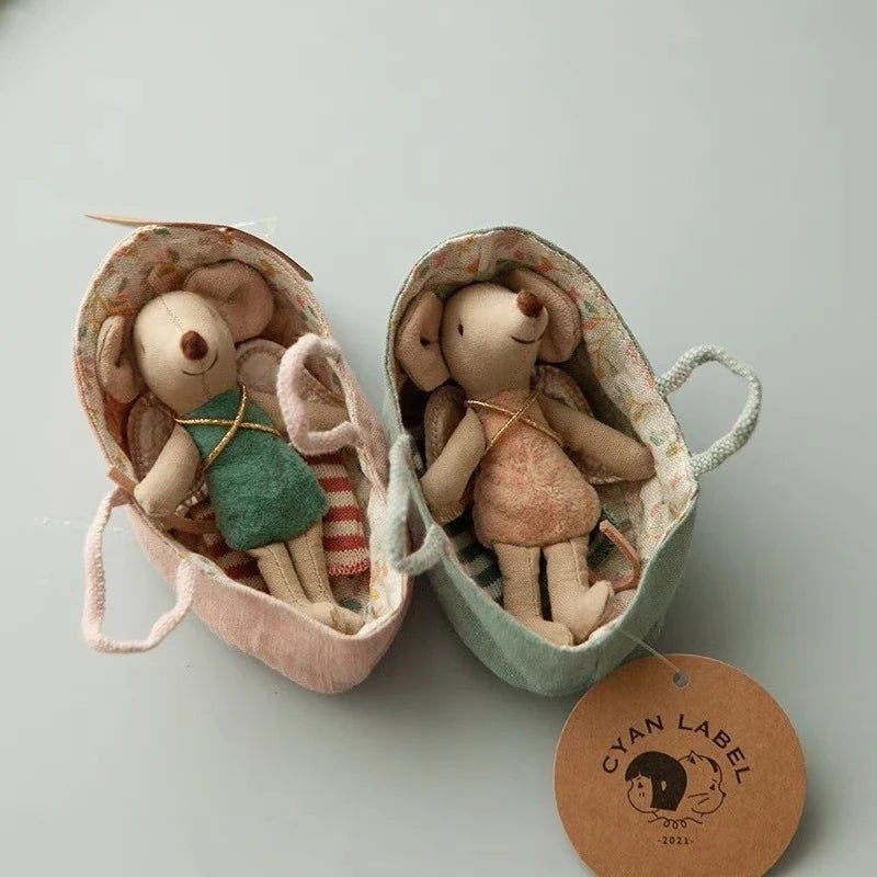 Mouse Doll Cotton-Linen Crocheted Floral Dress