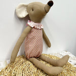 Mouse Doll Cotton-Linen Crocheted Floral Dress