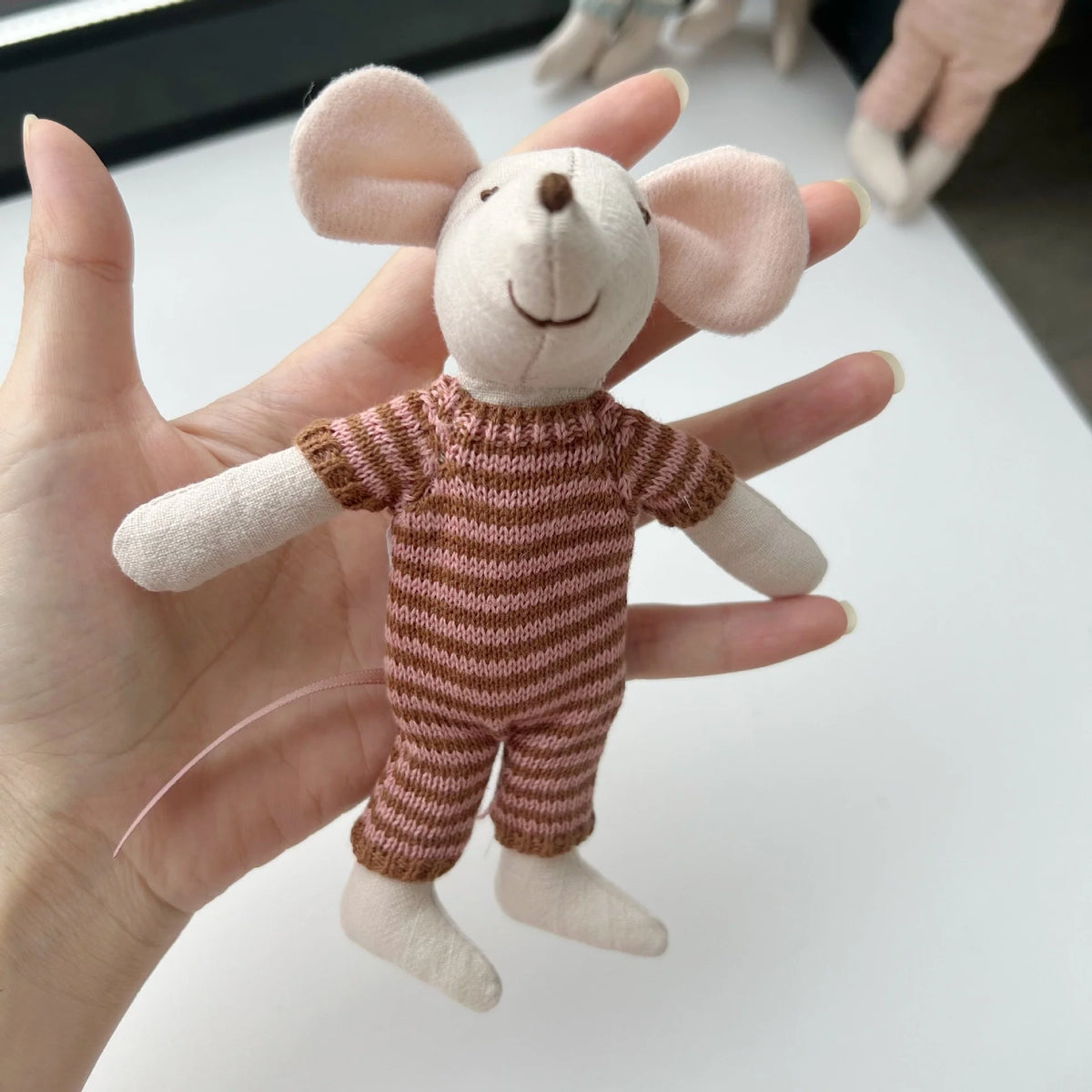Mouse Doll Cotton-Linen Crocheted Floral Dress