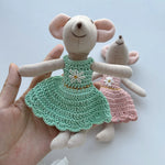 Mouse Doll Cotton-Linen Crocheted Floral Dress