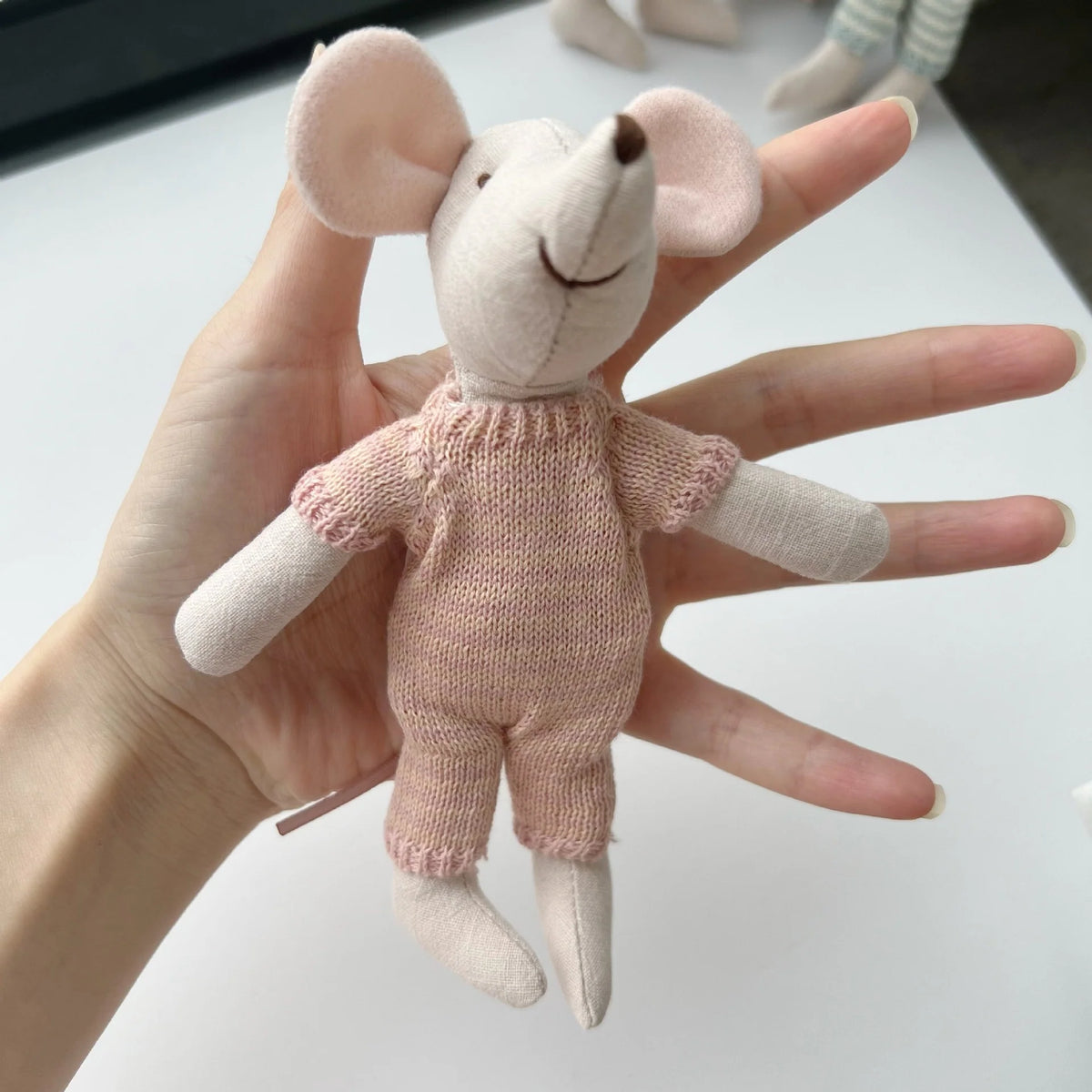 Mouse Doll Cotton-Linen Crocheted Floral Dress