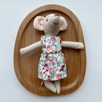 Mouse Doll Cotton-Linen Crocheted Floral Dress