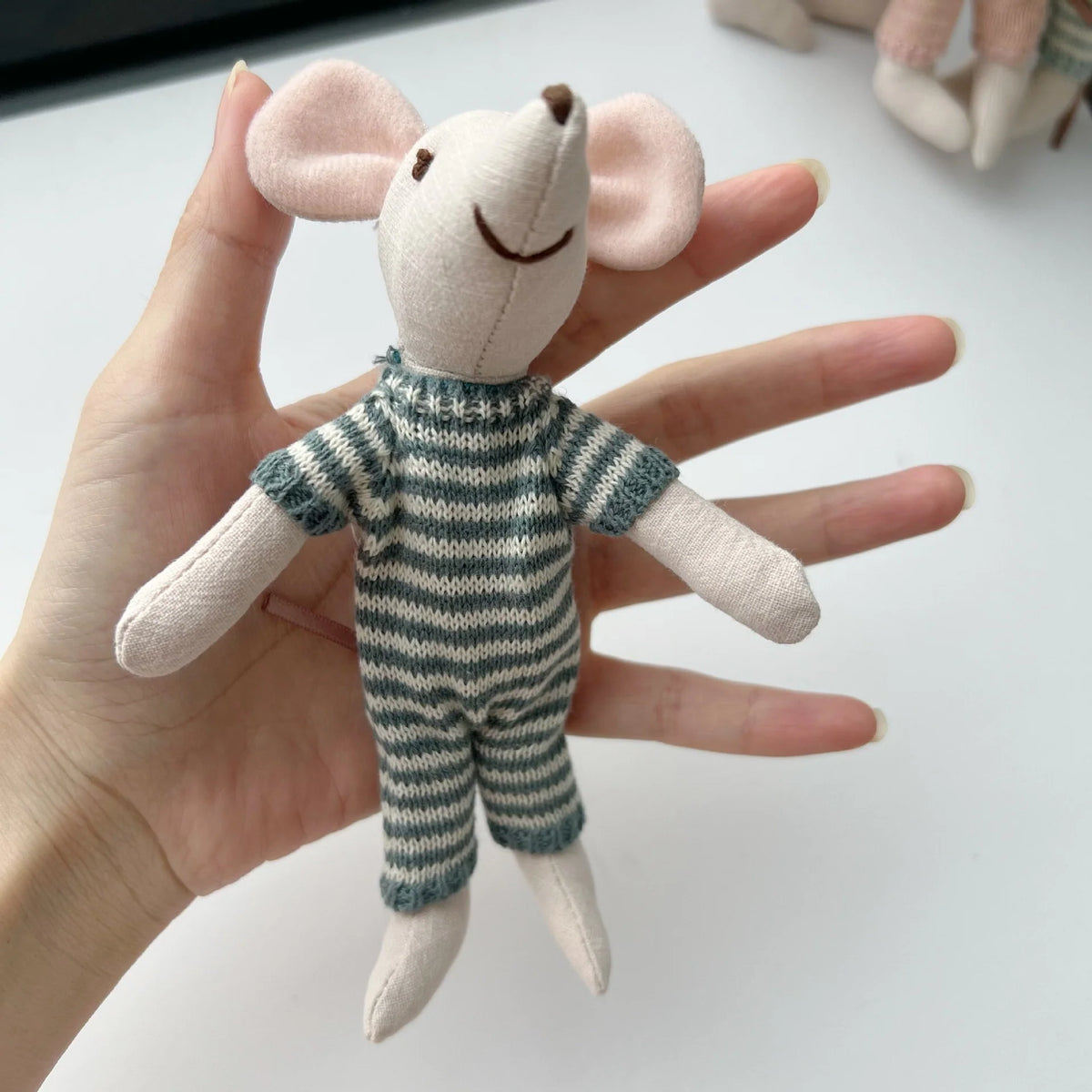 Mouse Doll Cotton-Linen Crocheted Floral Dress