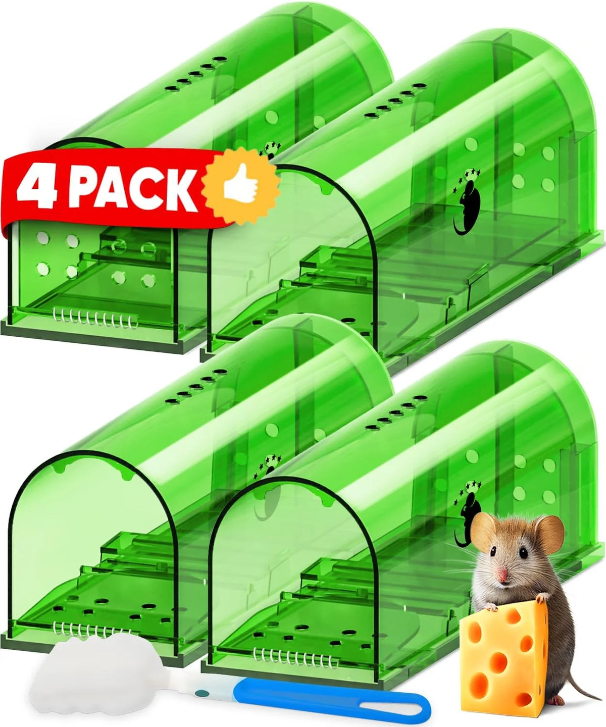 Mouse Trap Live-Catch Transparent Reusable Set of 4