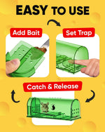Mouse Trap Live-Catch Transparent Reusable Set of 4