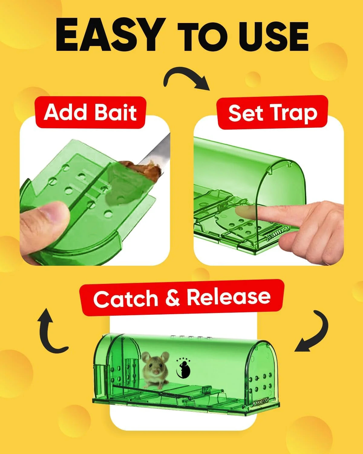 Mouse Trap Live-Catch Transparent Reusable Set of 4