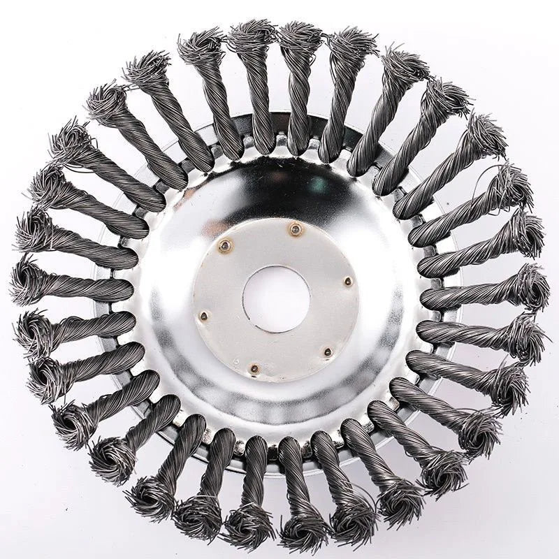Mower Weeding Wheel Twisted Steel Bristles Dual Heads