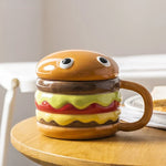 Mug Burger-Shaped Porcelain Removable Lid 300 mL