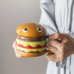 Mug Burger-Shaped Porcelain Removable Lid 300 mL