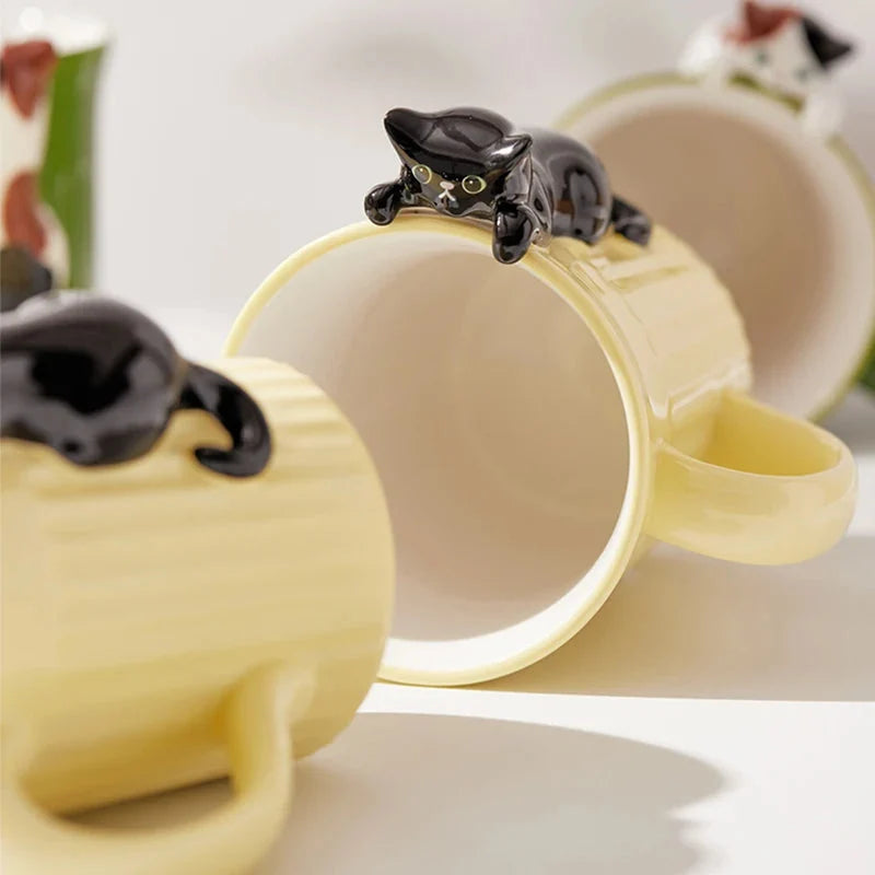 Mug Ceramic 3D Hanging Cat Design 11.8 fl oz