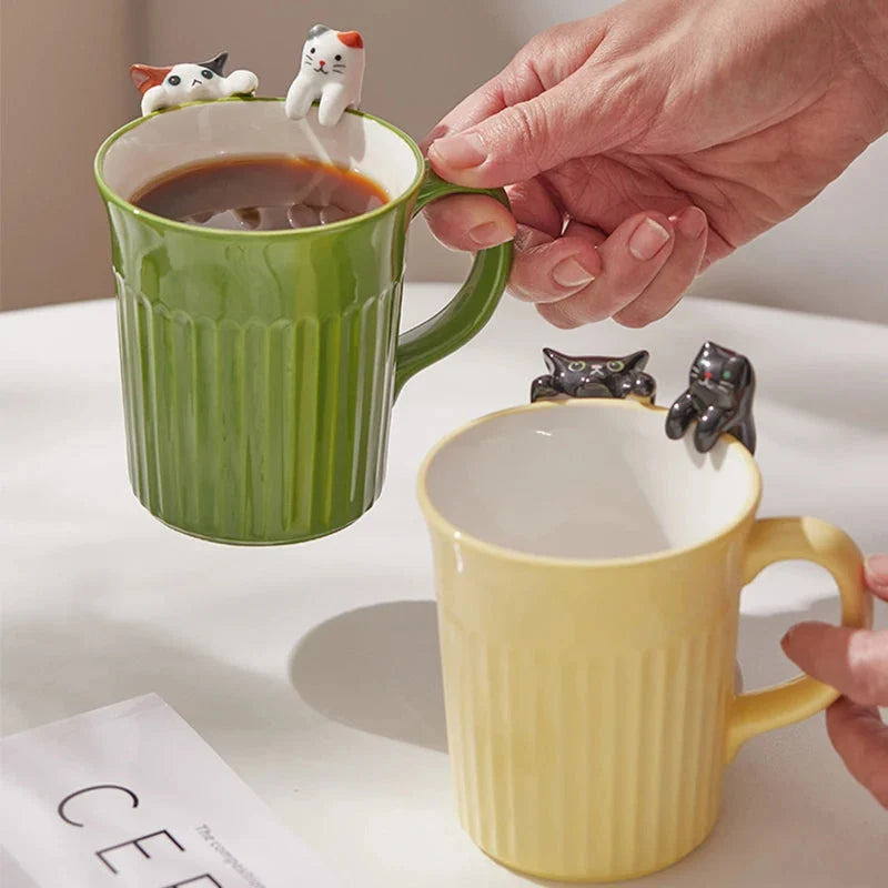 Mug Ceramic 3D Hanging Cat Design 11.8 fl oz
