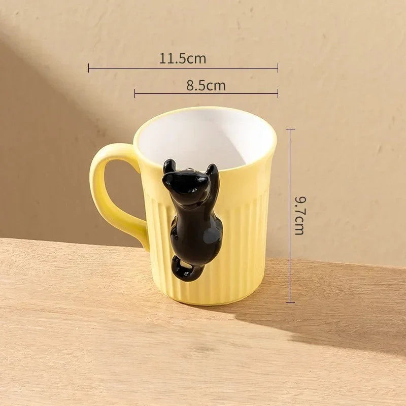 Mug Ceramic 3D Hanging Cat Design 11.8 fl oz