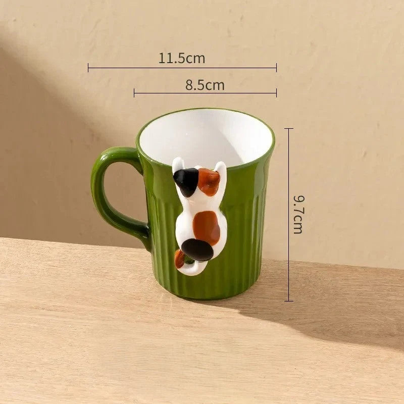 Mug Ceramic 3D Hanging Cat Design 11.8 fl oz