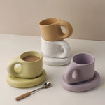 Mug Ceramic Large Handle With Matching Coaster