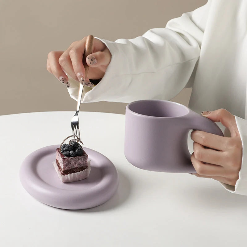 Mug Ceramic Large Handle With Matching Coaster