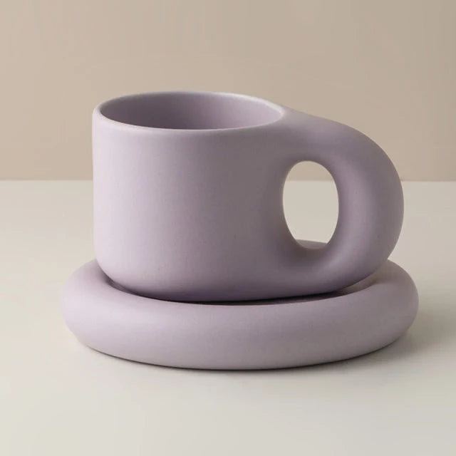 Mug Ceramic Large Handle With Matching Coaster