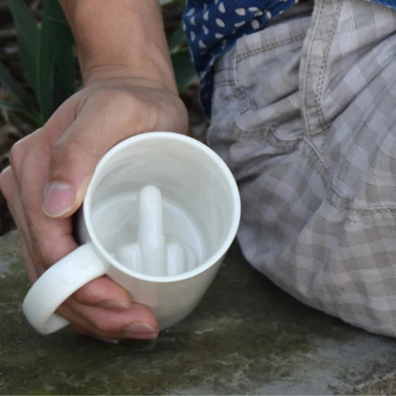 Mug Ceramic Middle Finger Design For Hot & Cold Drinks