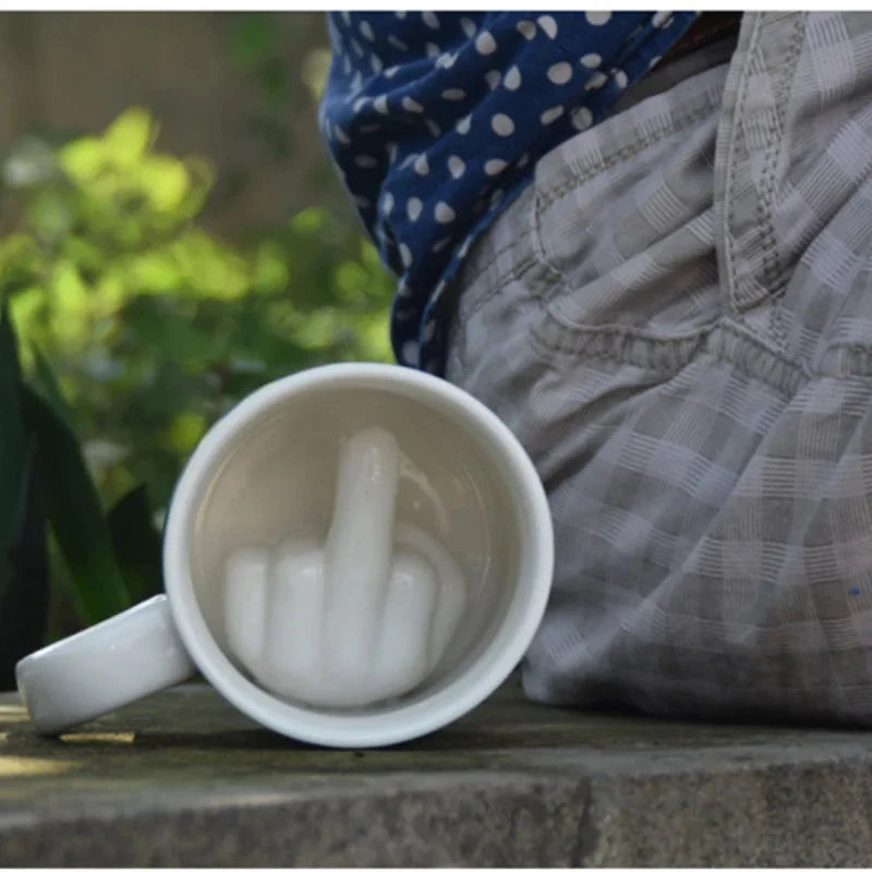 Mug Ceramic Middle Finger Design For Hot & Cold Drinks