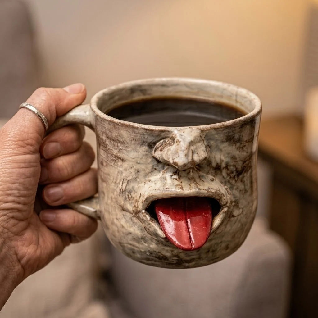Mug Handmade Ceramic Tongue-Out Face