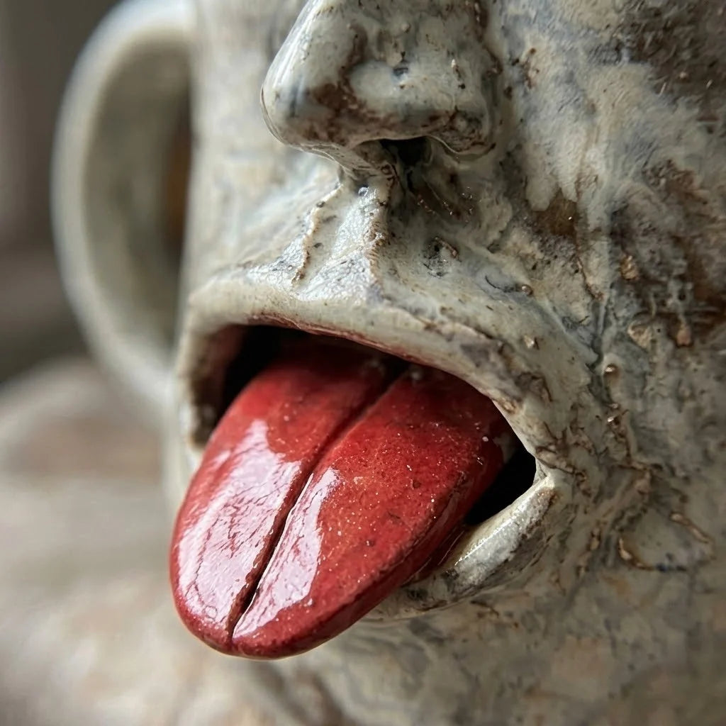 Mug Handmade Ceramic Tongue-Out Face